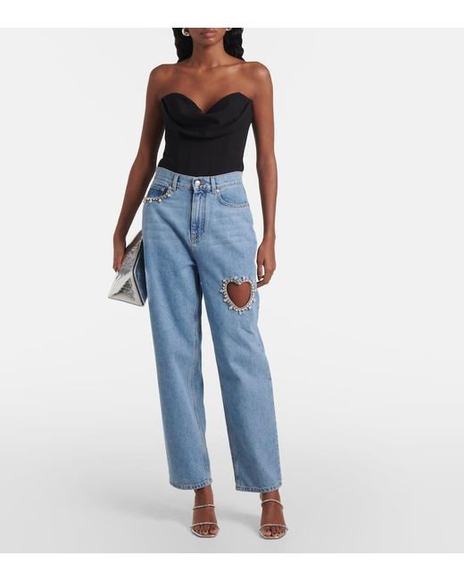 Area Blue Straight Jeans Mit Kristallen