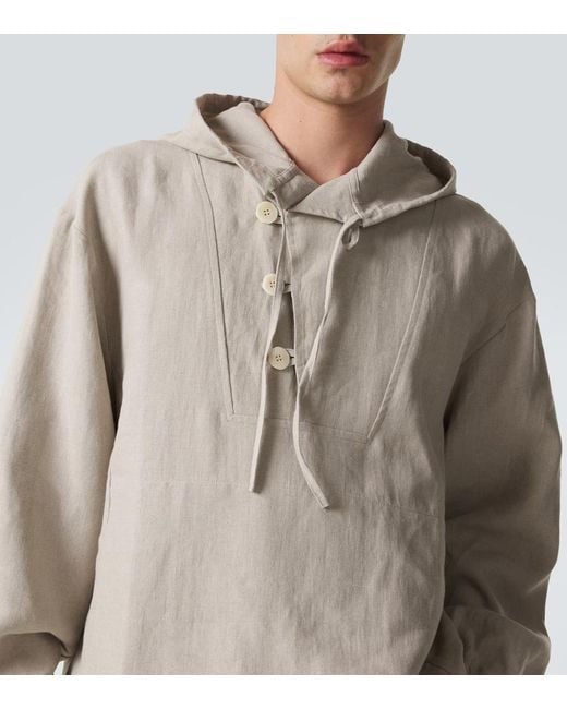 STÒFFA Gray Hooded Linen Jacket for men