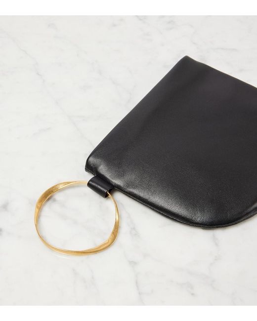 The Row Black Geo Leather Clutch