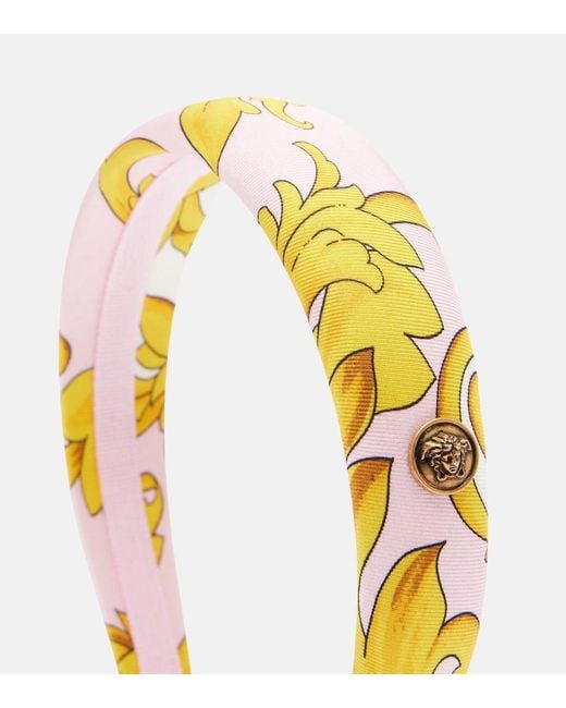 Versace Yellow Printed Silk Headband