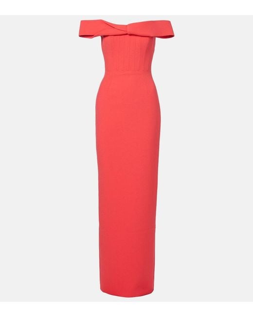 Rachel Gilbert Red Rydell Off-Shoulder Gown