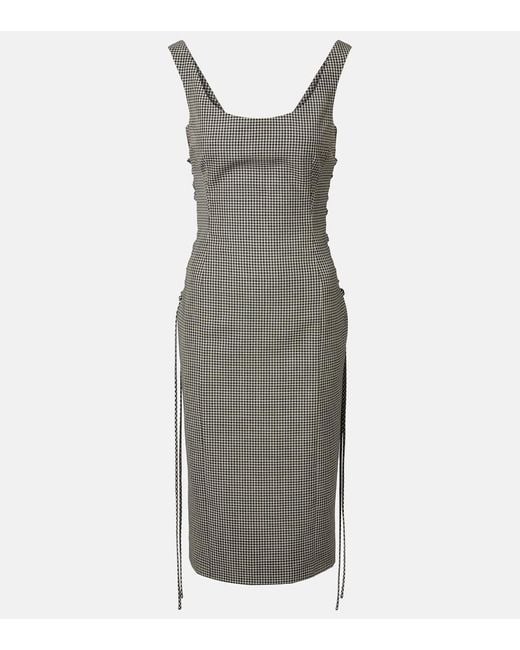 McQueen Gray Gingham Midi Dress