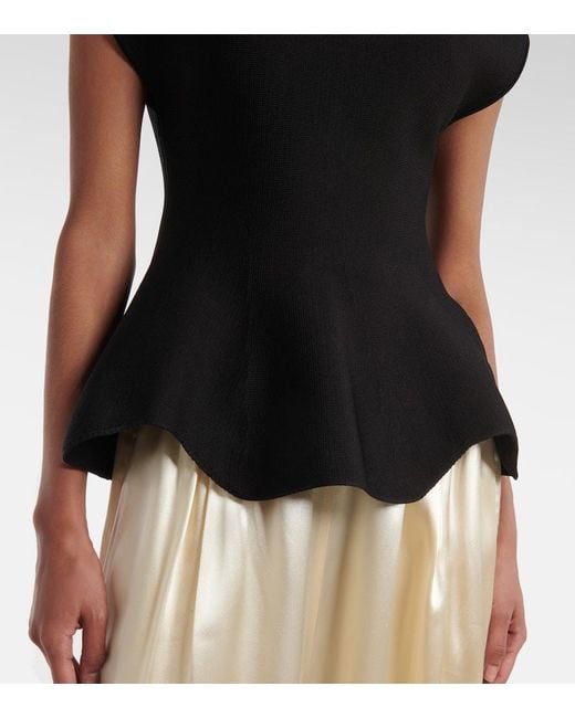 Khaite Black Andra Peplum Top