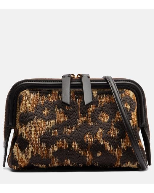 Etro Brown Doc Leather-Trimmed Raffia-Effect Crossbody Bag