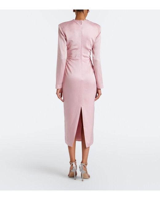 Rachel Gilbert Pink Oryx Embellished Crepe Satin Cocktail Dress
