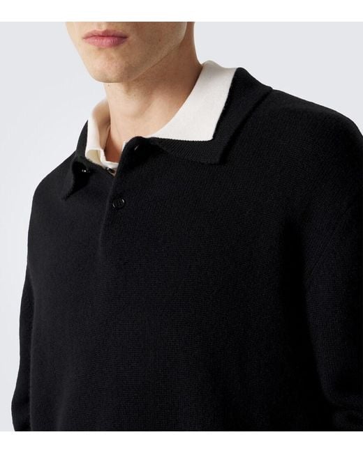 Lisa Yang Black Rufus Cashmere Polo Sweater for men