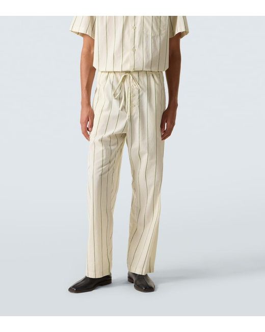 Bode Natural Celery Striped Cotton Pajama Pants for men