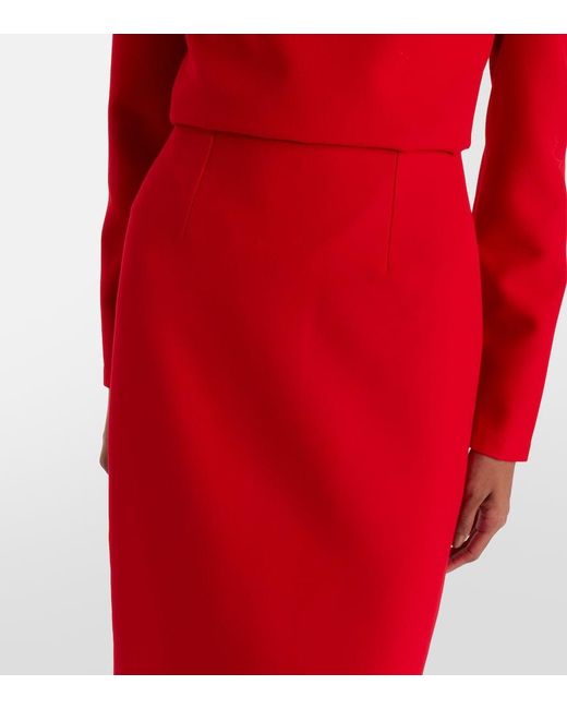 Roland Mouret Red Crepe Pencil Skirt