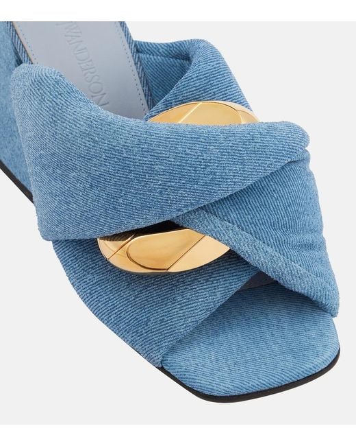 J.W. Anderson Blue Chain And Twist Denim Mules