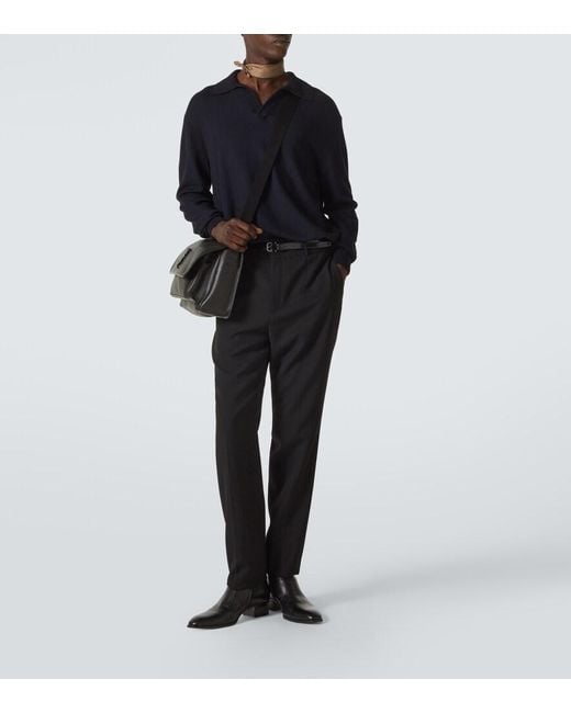 Saint Laurent Black Niki Leather Messenger Bag for men