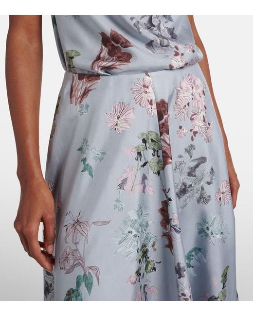 Altuzarra Blue Varda Floral Silk Midi Skirt