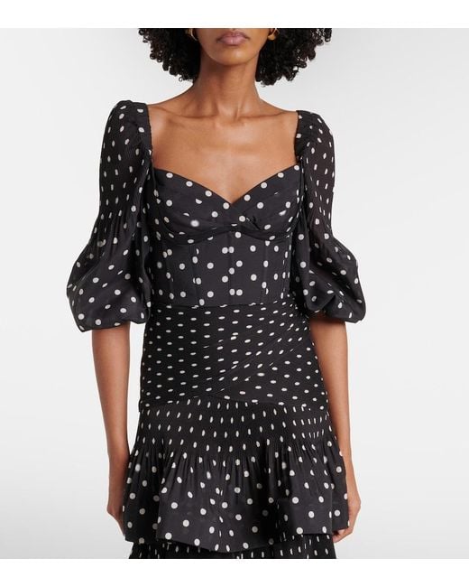 Zimmermann Black Polka-Dot Crop Top