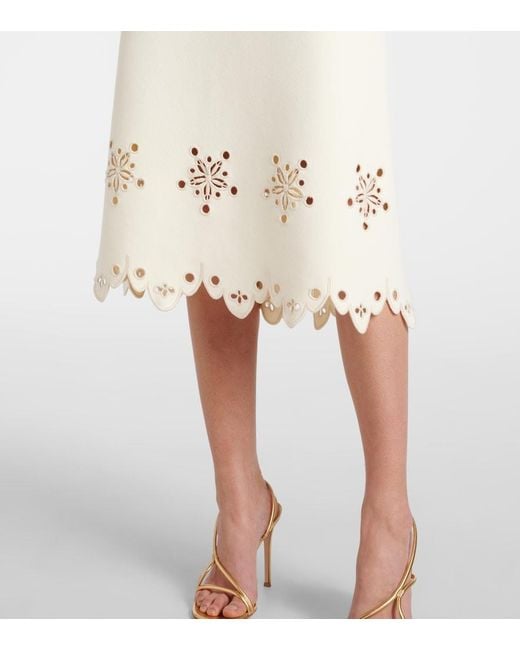 Altuzarra Natural Melly Scalloped Crepe Midi Skirt