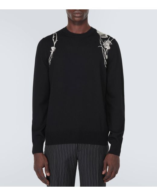 Pull brode en laine Alexander McQueen pour homme en coloris Black
