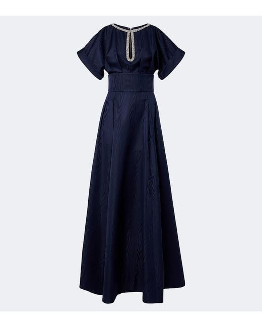Rebecca Vallance Blue Sapphire Embellished Taffeta Gown