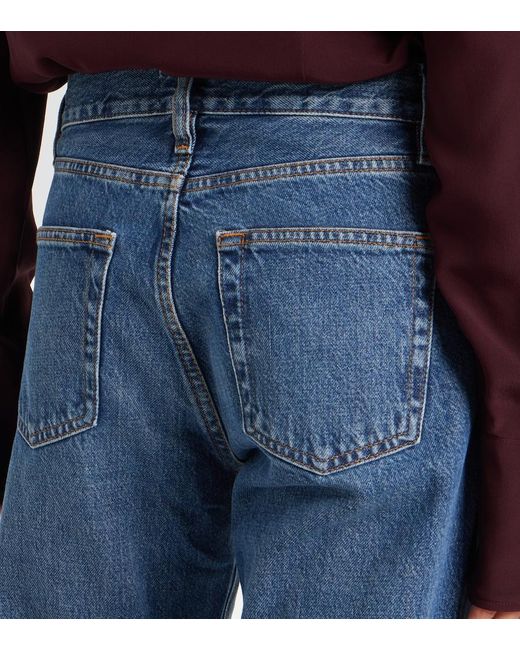 FRAME Blue The Hang Low-Rise Straight-Leg Jeans