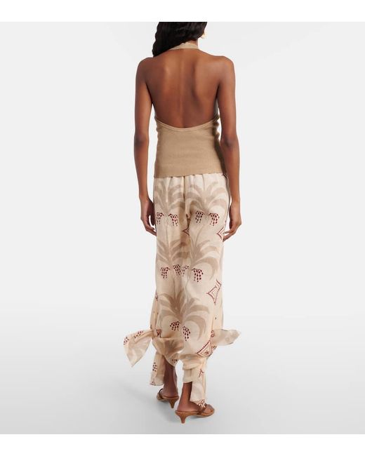 Pantalones Flared Femininity Dramatic De Lino Johanna Ortiz de color Natural