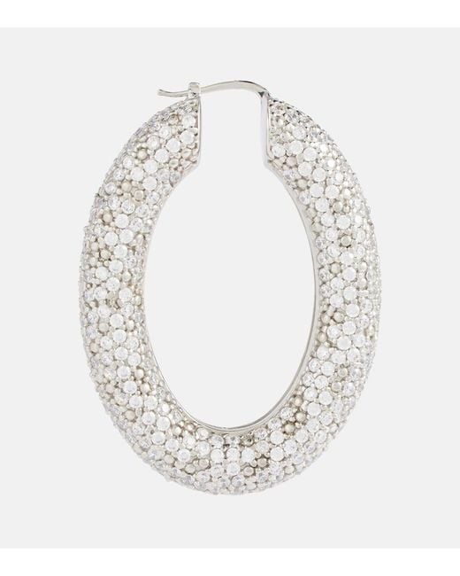 Jil Sander White Crystal-Embellished Hoop Earrings