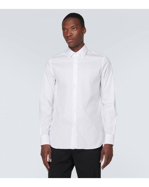 Camicia in popeline di misto cotone di Prada in White da Uomo