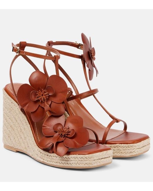 Zimmermann Brown Orchid 110 Leather Wedge Sandals