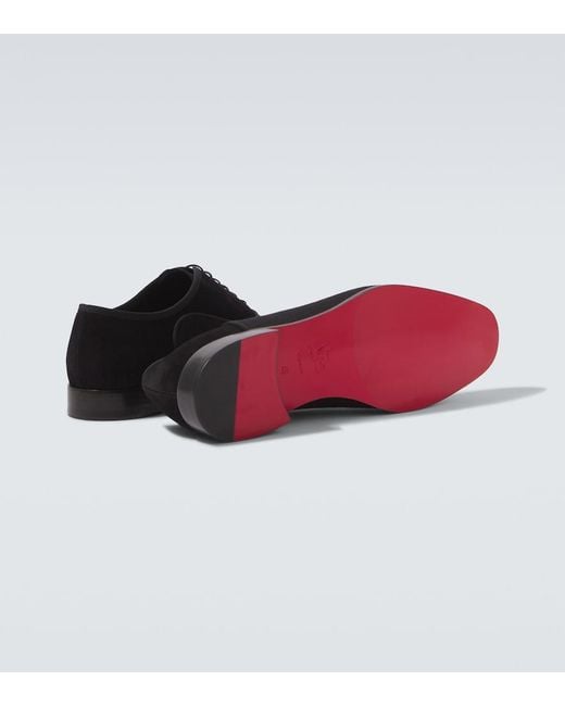 Christian Louboutin Black Greggory Leather-Trimmed Oxford Shoes for men