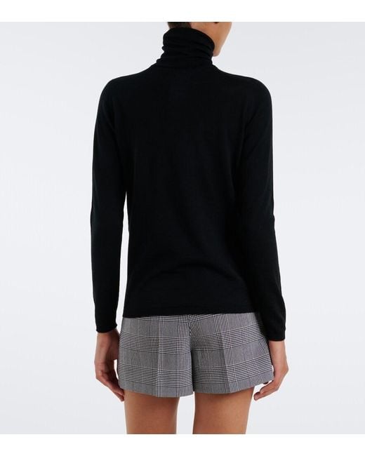 Max Mara Black Virgin Wool Turtleneck Sweater