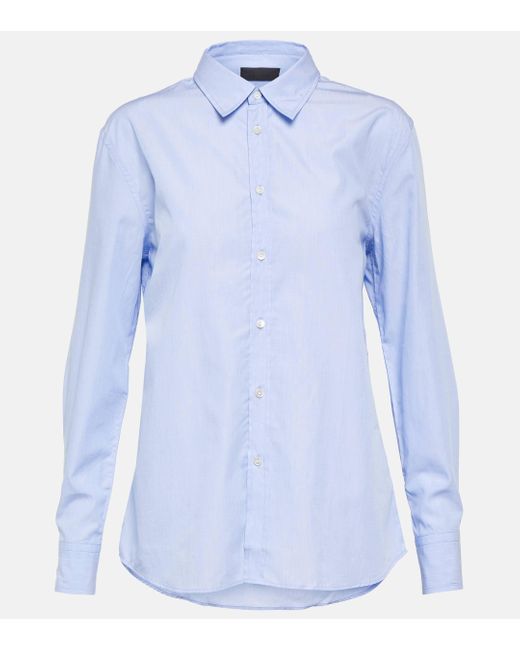 Nili Lotan Blue Raphael Cotton Poplin Shirt