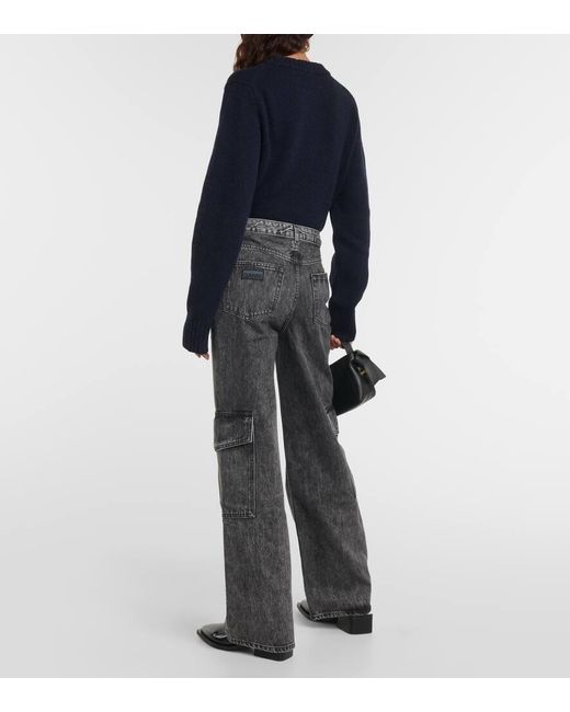 Jeans cargo de tiro alto Ganni de color Gray