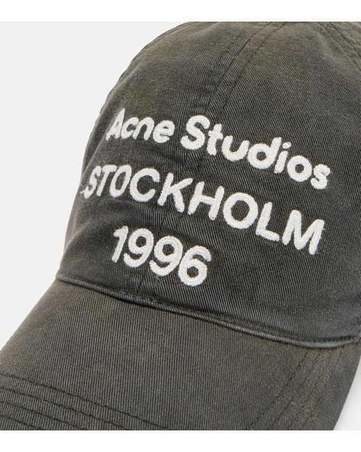 Acne Gray Logo Cotton Twill Baseball Cap