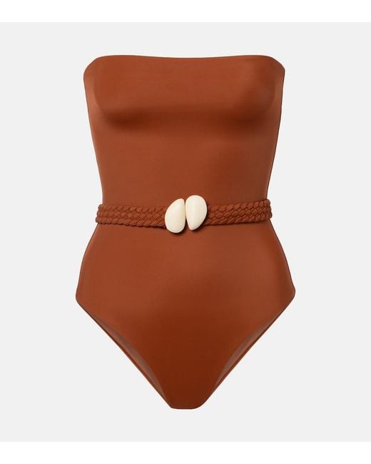 Johanna Ortiz Brown Belted Swimsuit