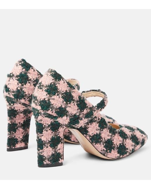 Emilia Wickstead Metallic Orelia Checked Tweed Mary Jane Pumps
