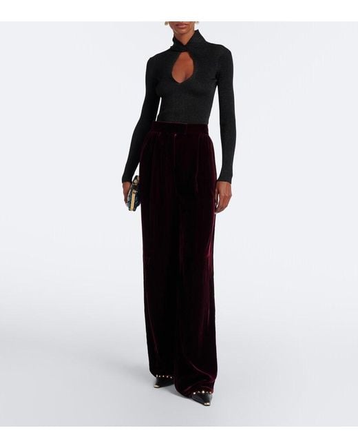 Valentino Black Cut-Out Lame Sweater