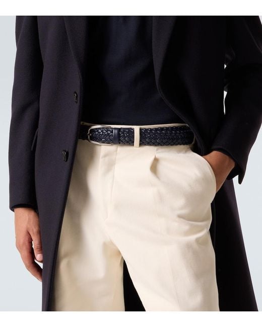 Zegna Blue Braided Leather Belt for men