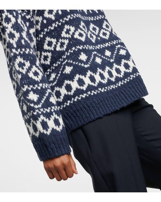Vince Blue Fair Isle Wool-Blend Sweater