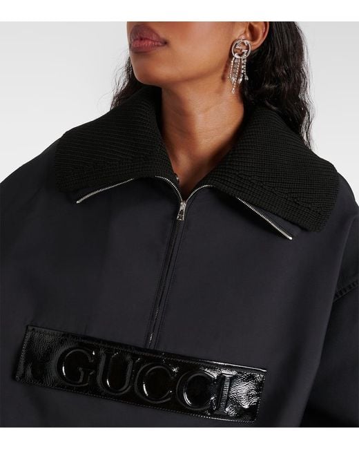 Gucci Black Techno Gabardine Half-zip Jacket