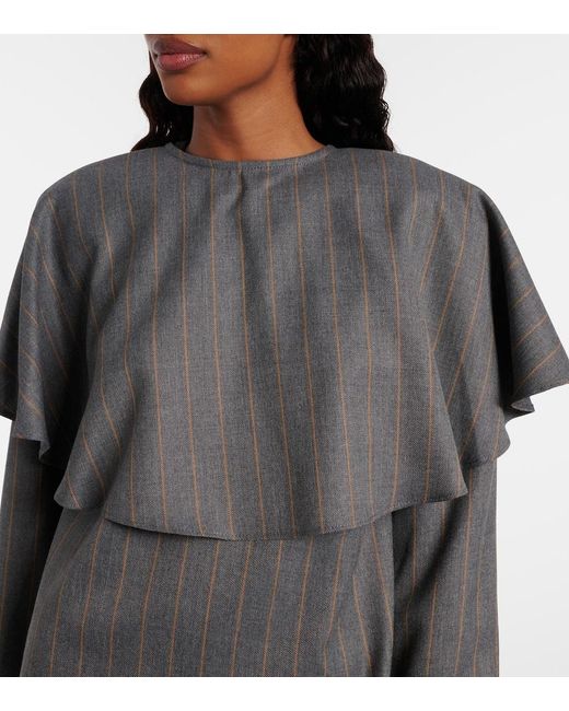Ganni Gray Stripe Circle Collar Dress