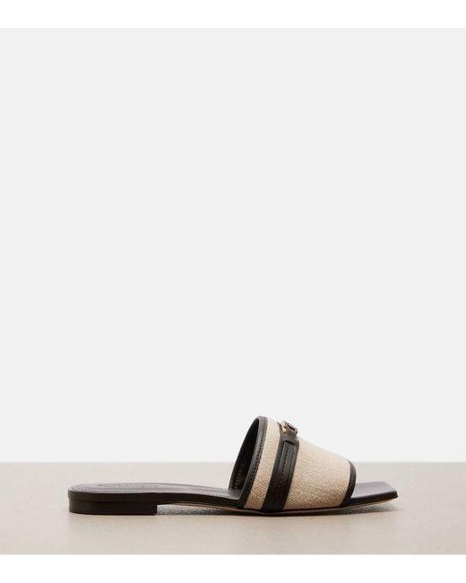 Tod's Brown Leather-Trimmed Raffia Slides