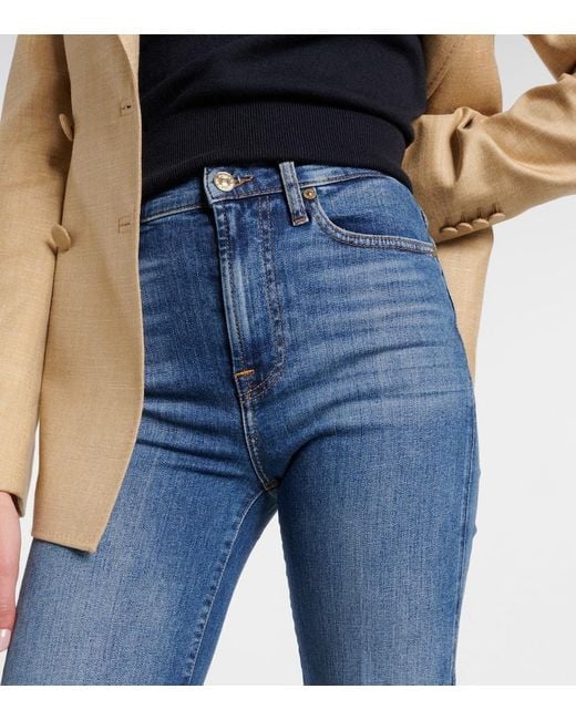 7 For All Mankind Blue High-Rise Flared Jeans Modern Dojo