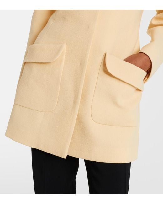 Valentino Natural Tie-Neck Virgin Wool Coat