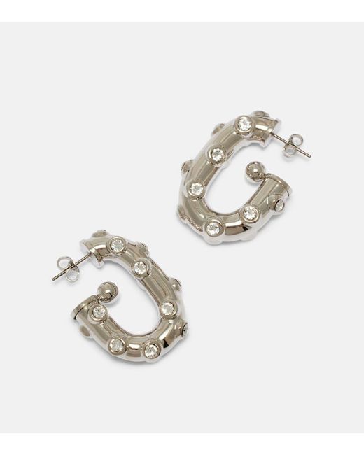 Rabanne White Crystal-Embellished Hoop Earrings