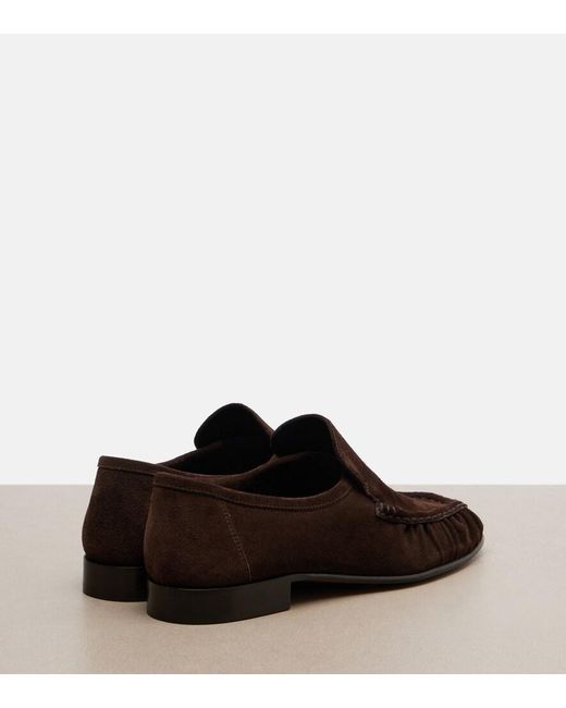 The Row Brown Soft Ruched Suede Loafers