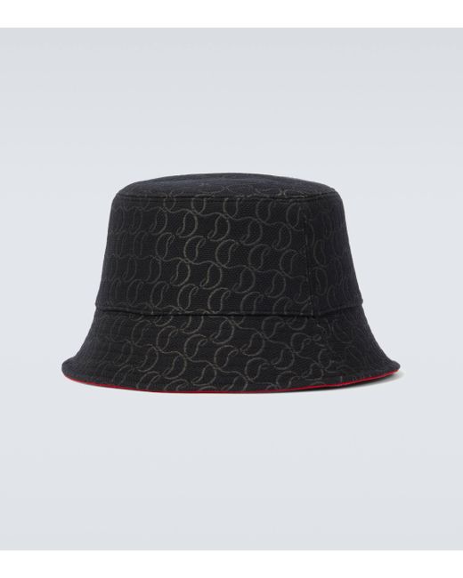 Christian Louboutin Black Bobino Canvas Bucket Hat for men