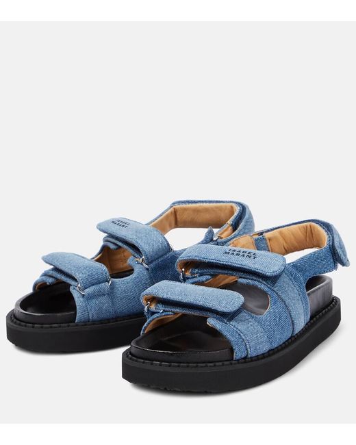 Isabel Marant Blue Madee Denim Platform Sandals