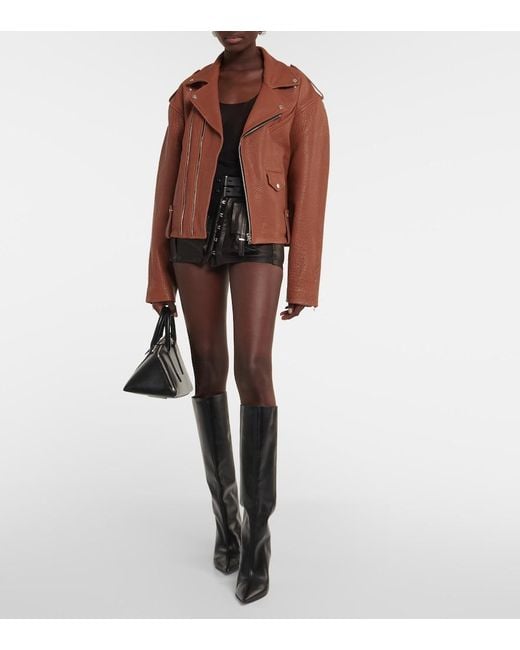 David Koma Brown Oversized Leather Jacket