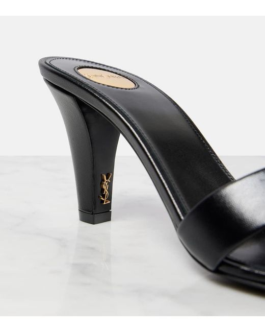 Saint Laurent Black Pantoletten Jill 75 Aus Leder