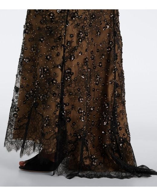 Elie Saab Black Sequined Lace Gown