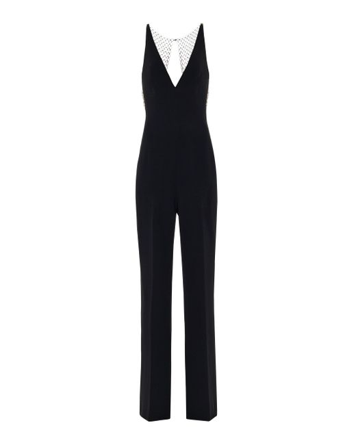 Jumpsuit in crêpe stretch con maglia metallica di Stella McCartney in Nero  | Lyst