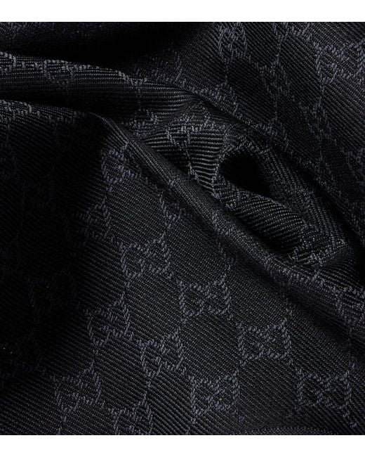 Gucci Blue Gg Wool Jacquard Scarf