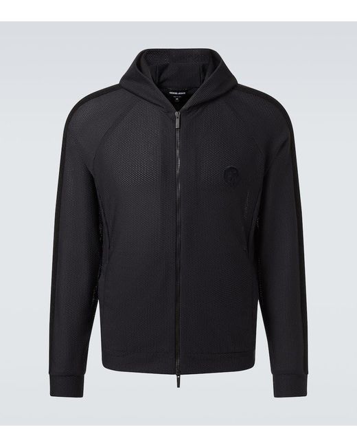 Giorgio Armani Black Zip-Up Hoodie for men