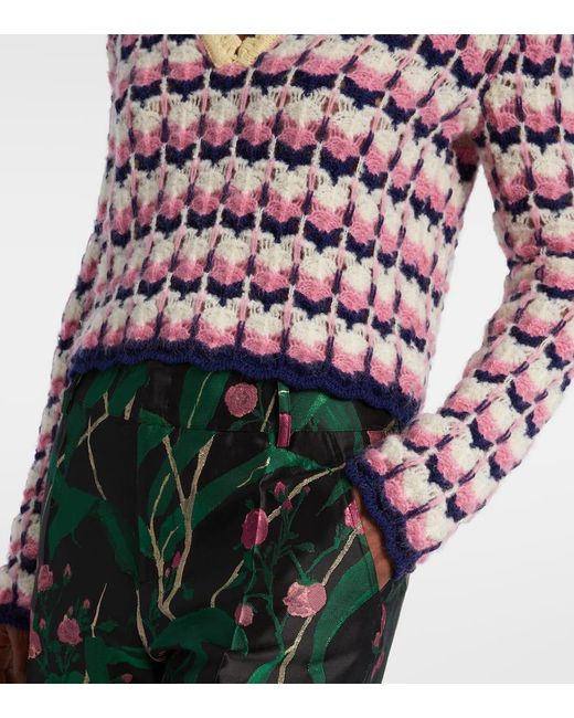 LaDoubleJ Red Picket Wool-Blend Polo Sweater